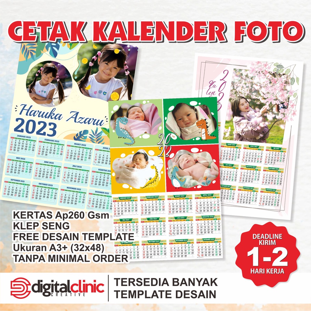 Jual Kalender Dinding Custom Foto Sendiri Karakter Free Desain Murah Berkualitas Shopee Indonesia 3919