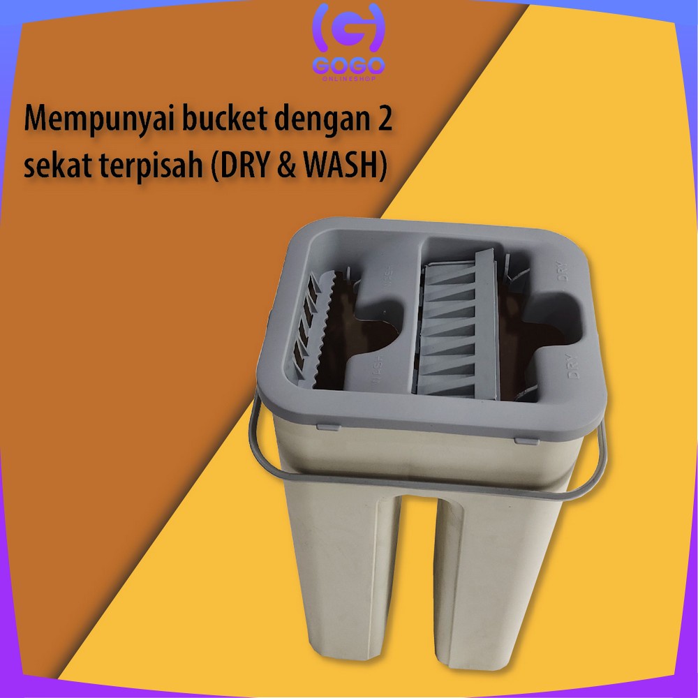 GOGO-C527 Pel Lantai Ember Petak Praktis Multifungsi / Kain Pel Pembersih Lantai / Mop Scratch Flat With Bucket