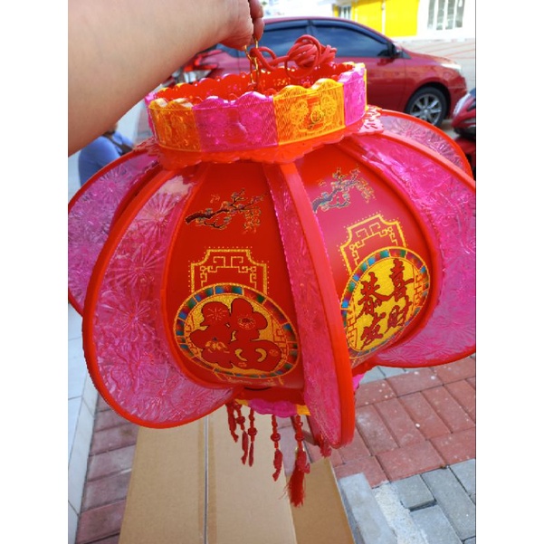 Lampion LED Putar 80cm / Lampu Lampion Nyala 80cm / Lampu Fu Imlek Sincia Putar / DIY CNY Lantern LED
