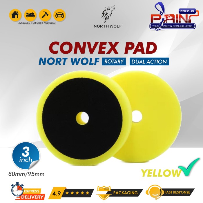 NORTHWOLF Foam Pad 3 inch Convex  Busa Mesin Poles YELLOW Medium