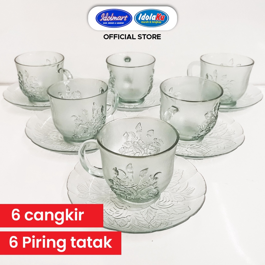 IDOLAKU Tea Cup And Saucer Mawar 12 Pcs