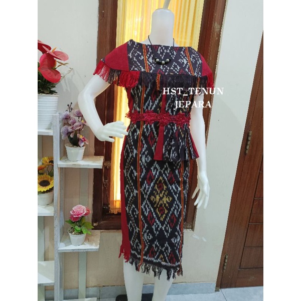 cople dres tenun sabrina & kemeja tenun