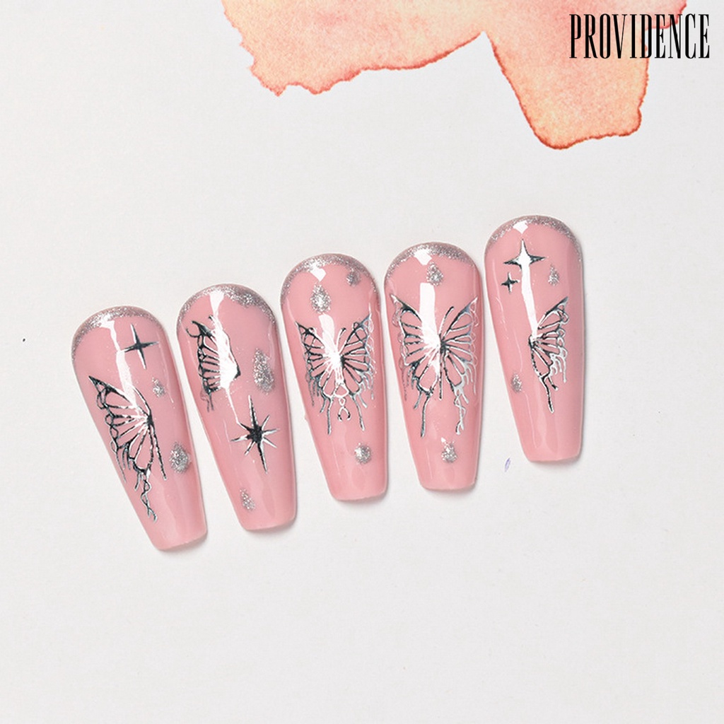 Providence 3Pcs / Set Stiker Kuku Motif Kupu-Kupu 3D Untuk Nail Art / Manicure DIY Butterfly