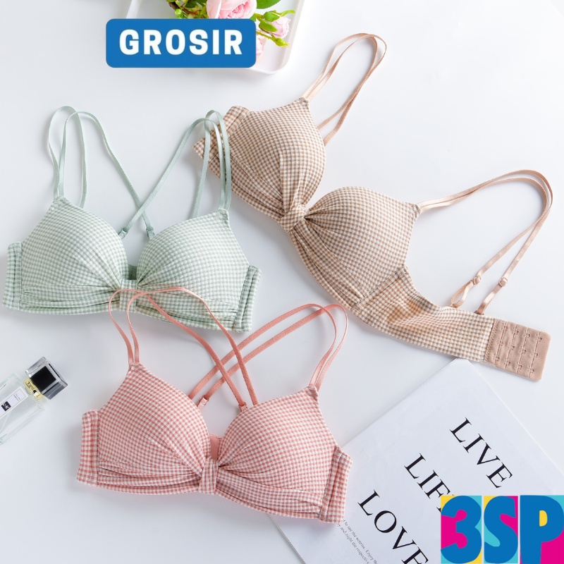 3SP | UWR55 Bra Pakaian Dalam Wanita Bra Seamless Jepang Sexy Tanpa Kawat Bra Push Up Pengait Busa Tebal