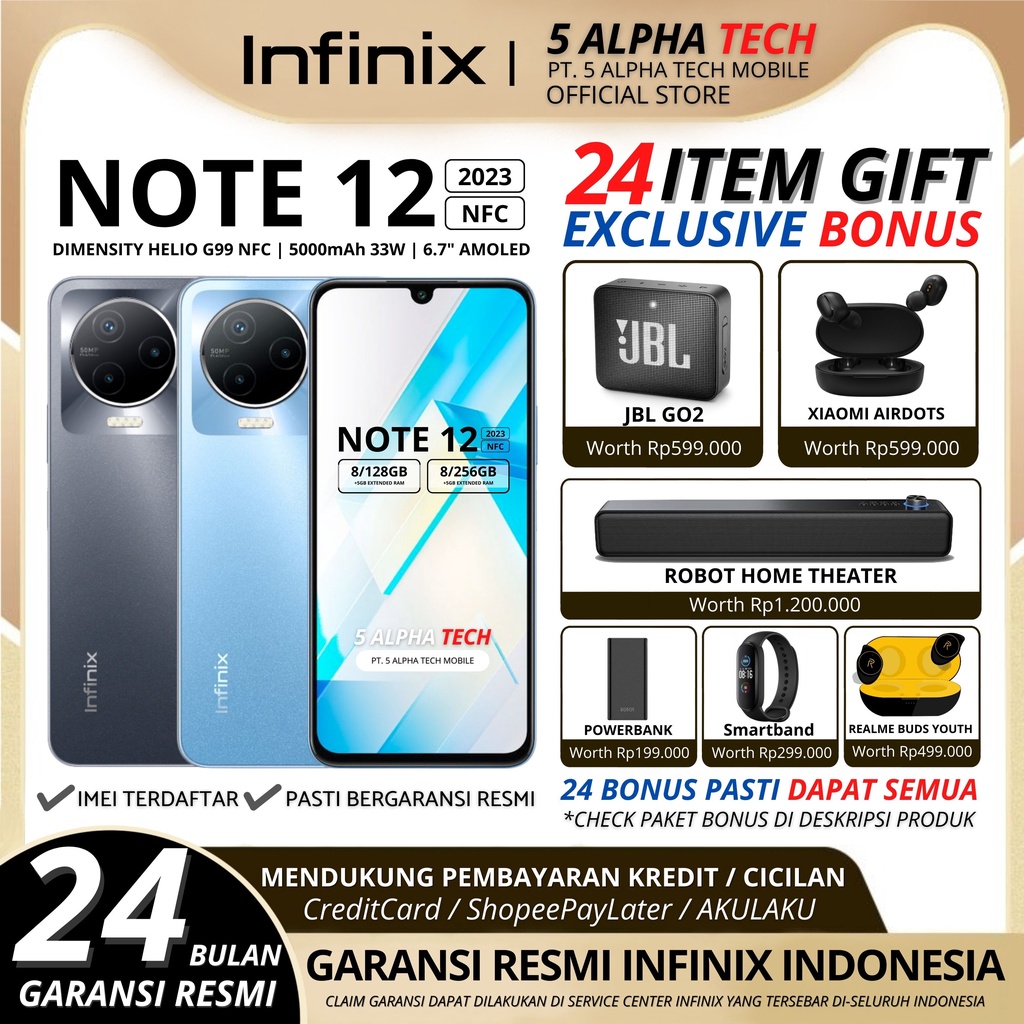 INFINIX NOTE 12 2023 13/128GB 13/256GB ( 8GB + 5GB EXTENDED RAM ) GARANSI RESMI INFINIX