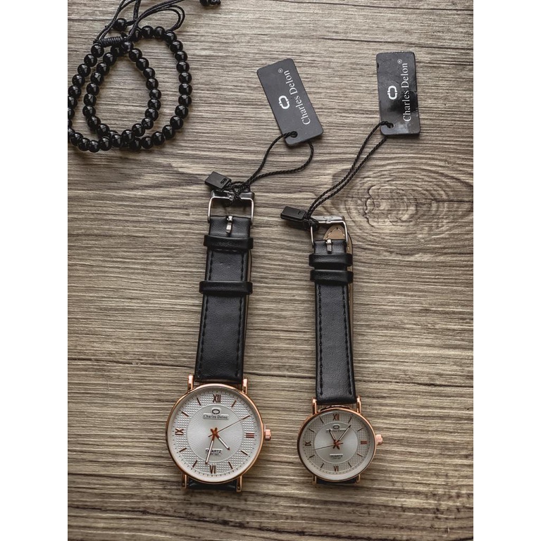 jam tangan CHARLES DELON pria wanita gratis gelang dan kalung (dhon store)