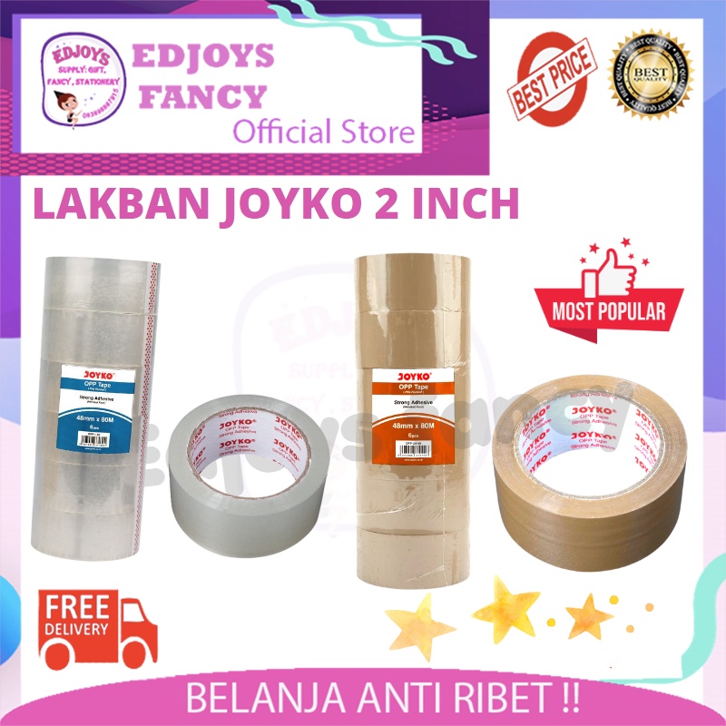 

Joyko plakban 2 inch bening coklat Lakban Cokelat bening 2" 48mm Strong Adhesive opp tape Joyko OPP-2A-50M ~ 100M