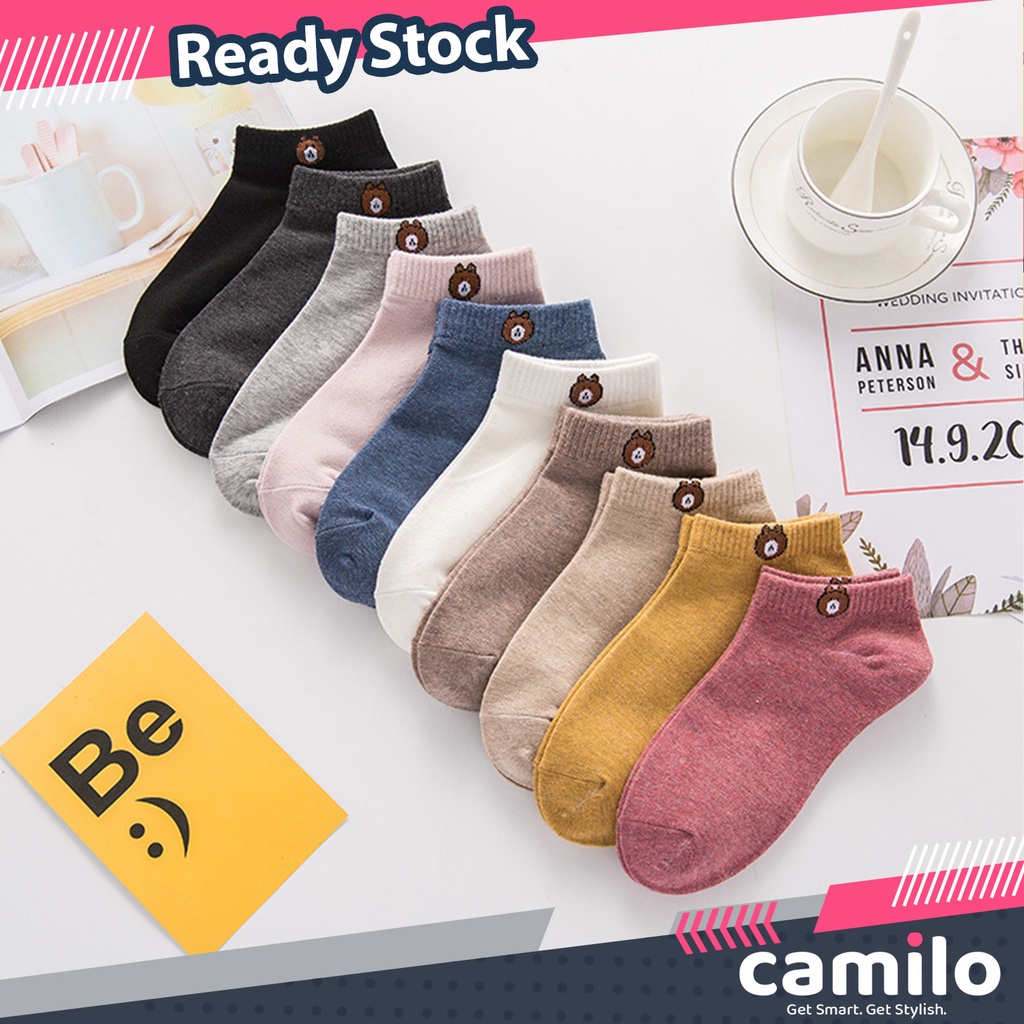 ☀CAMILO☀ KK02 Kaos Kaki Motif Beruang Lucu Ankle Dewasa Kaus Kaki Motif Bear Korea Unisex Murah