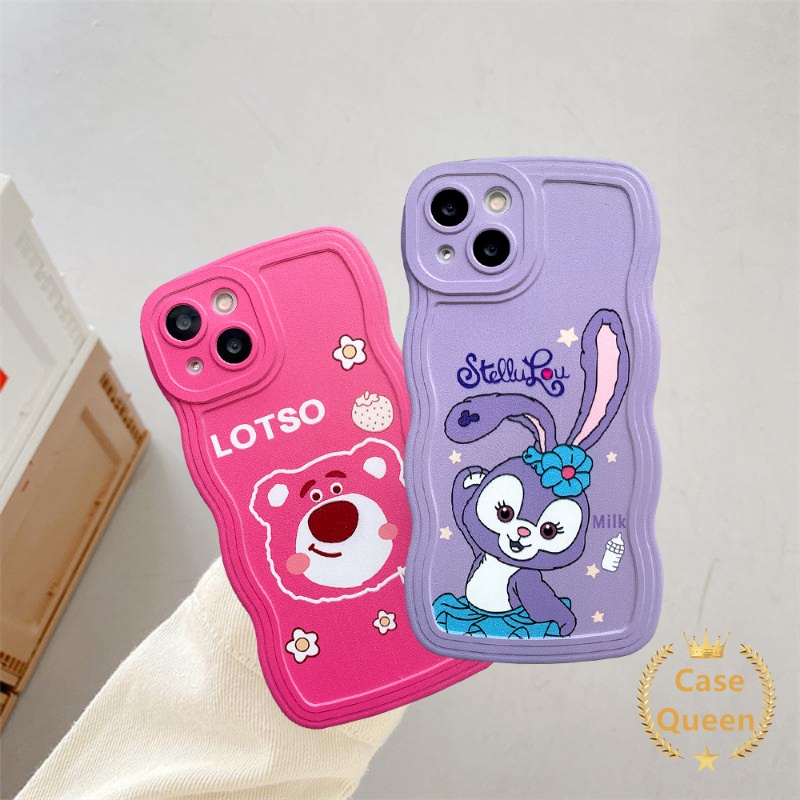 Casing Beruang Strawberry Realme C53 10 C15 C21Y C30 C25Y C25 C35 C12 C11 C25s C33 8i 8 9 8pro 9i 5 6i 5i 9pro+7 7i C3 C1 C20A C20 C11 2021 C20A Kartun StellaLou Soft Wavy Edge Case