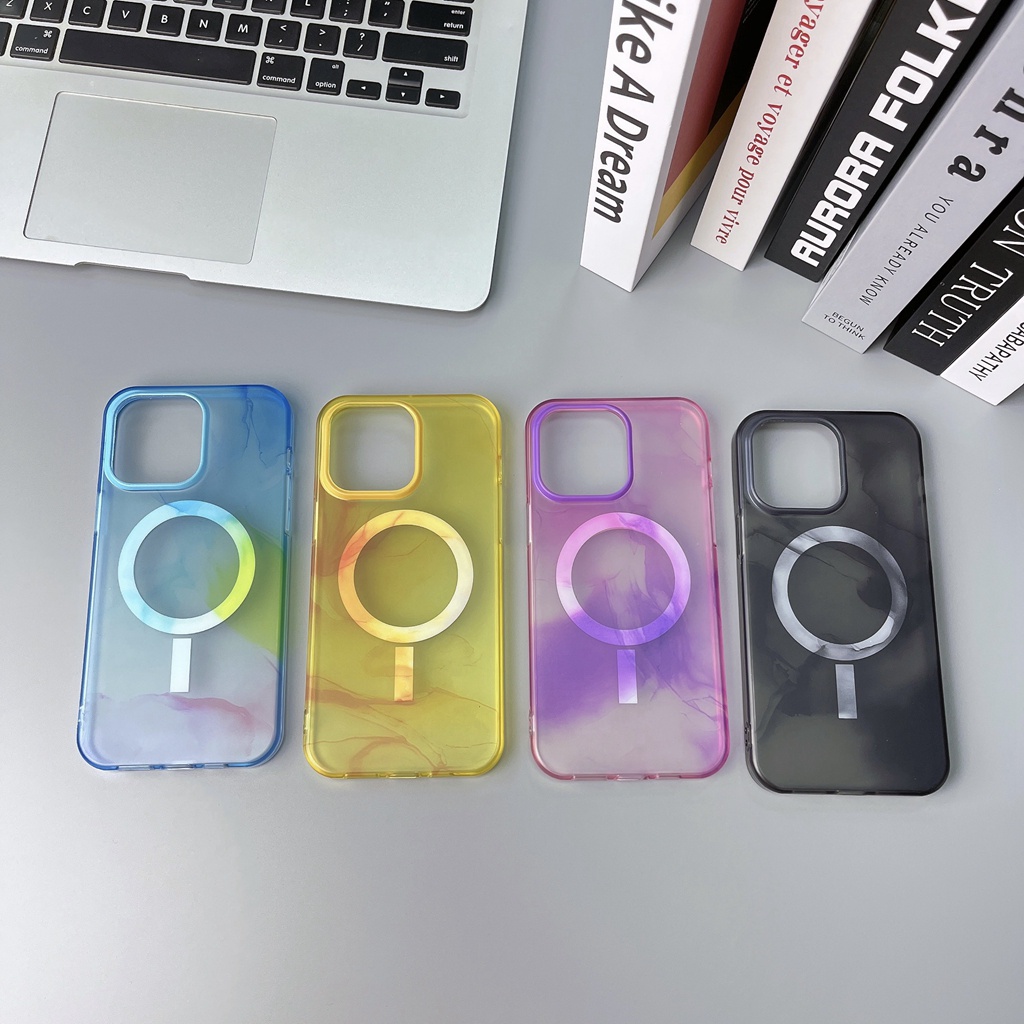 The official version of ink and wash is suitable for iPhone 14 plus mobile phone case 13~14 Pro Max Frosted, anti-skid and fingerprint resistant Anti drop,  magnetic Phone case