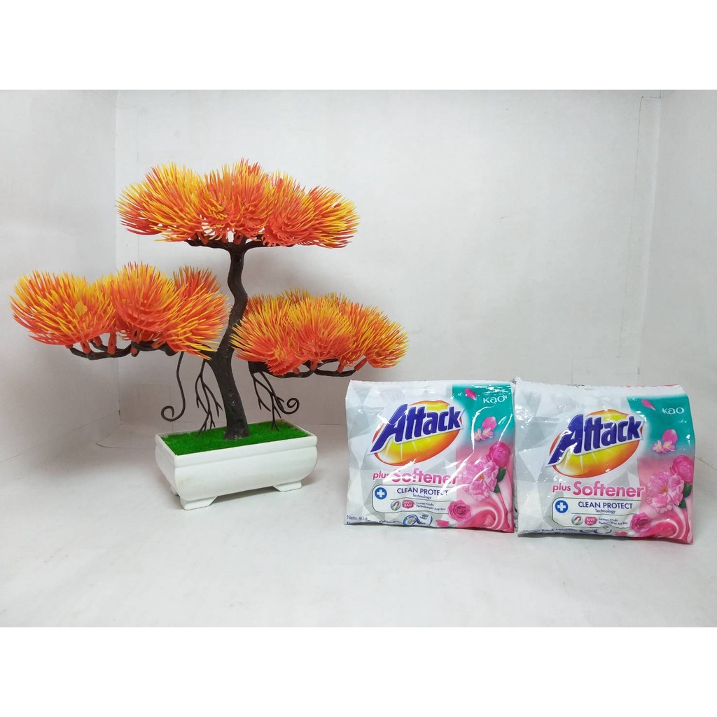 Attack Plus Softener Deterjen Bubuk 40gr Powerful Cleaning Detergent Powder 1 Renceng Isi 6 Sachet Semua Mesin Cuci Original