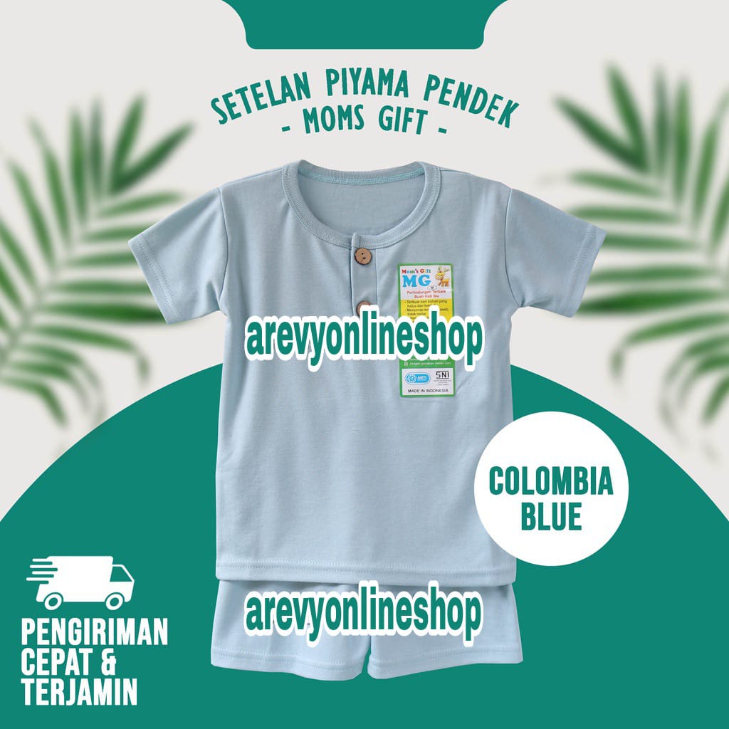 Setelan Baju Bayi Oblong Kancing Baju Pendek Celana Pendek Polos Warna Moms Gift SML XL 4-3 Tahun Unisex