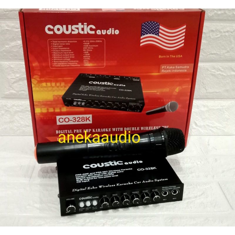 Pre Amp COUSTIC AUDIO CO-328K Karaoke mic wireless parametrik Coustic Audio 328K with equalizer dan 
