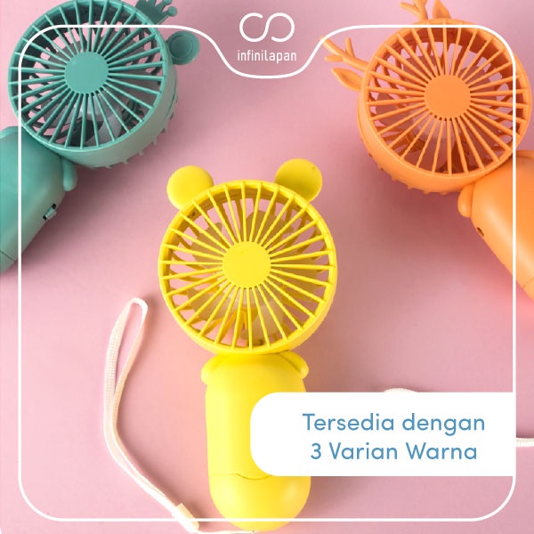 Kipas Angin Mini Karakter Genggam INFINILAPAN Tahan Lama dan Berkualitas Handy Mini Fan Portable USB Cute Lucu