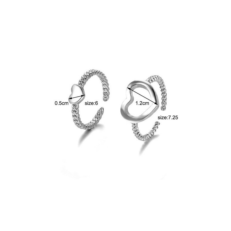 Sepasang Cincin Model Terbuka Dapat Disesuaikan Warna silver