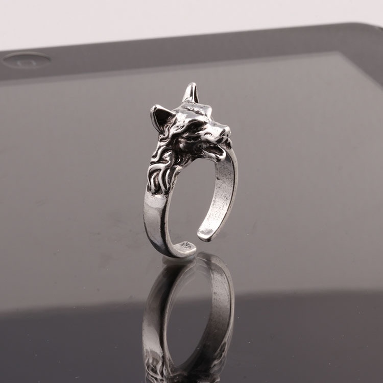 Cincin Desain Kepala Serigala Gaya vintage rock Eropa Amerika Untuk Aksesoris Perhiasan