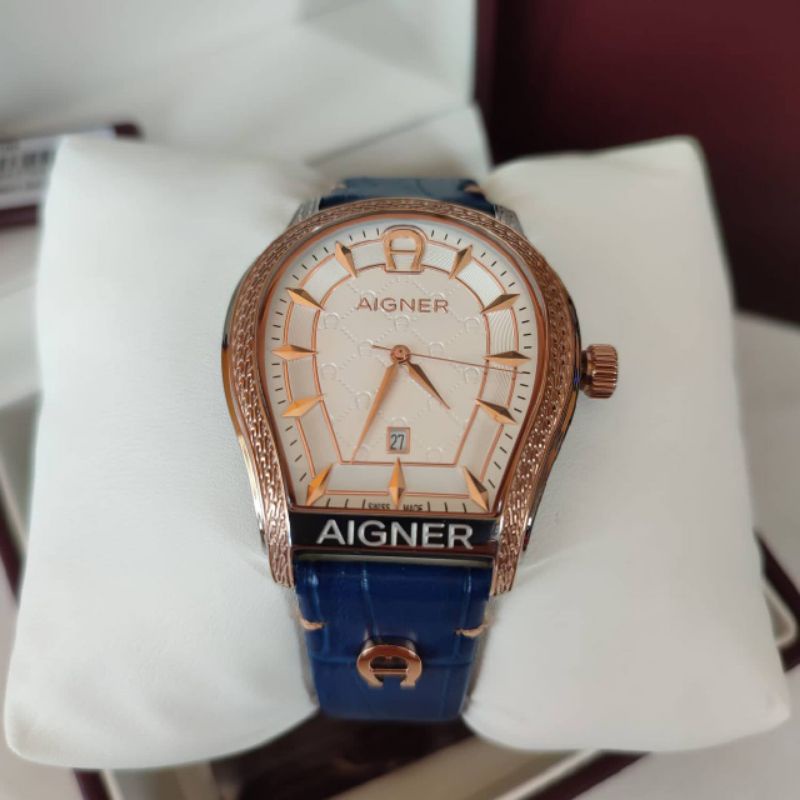 Aigner Watch A137106 Bergamo Blue Rose Gold Original