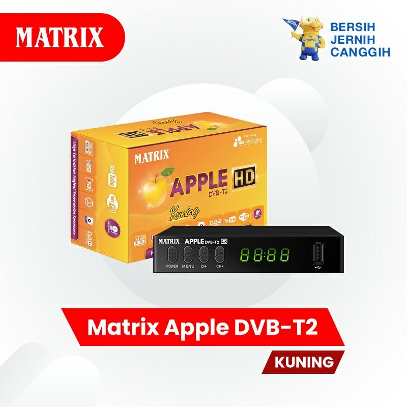 STB Set Top Box Matrix Apple Dvb T2 Kuning Penerima Siaran Tv Digital Parabola