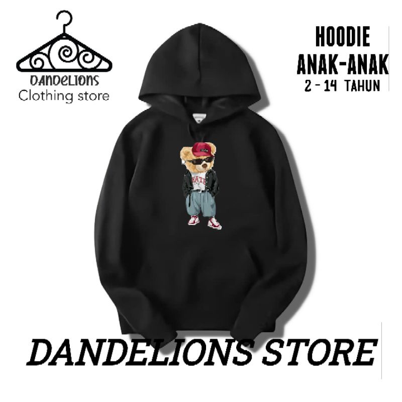hoodie anak karakter teddy bear hip hop / hoodie anak / sweater hoodie anak / hoodie anak perempuan 