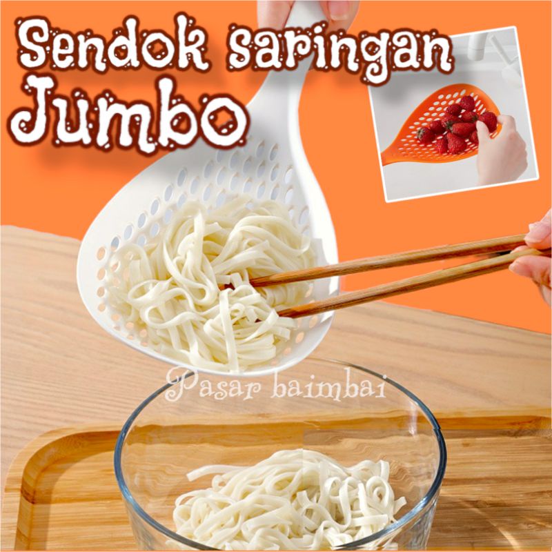 SENDOK SARINGAN JUMBO SENDOK SARINGAN MIE SPAGHETTI SAYURAN SENDOK SARINGAN SERBAGUNA SENDOK PENIRIS MIE BESAR TEBAL KUAT TAHAN PANAS PENIRIS JUMBO SENDOK TIRIS BANJARMASIN