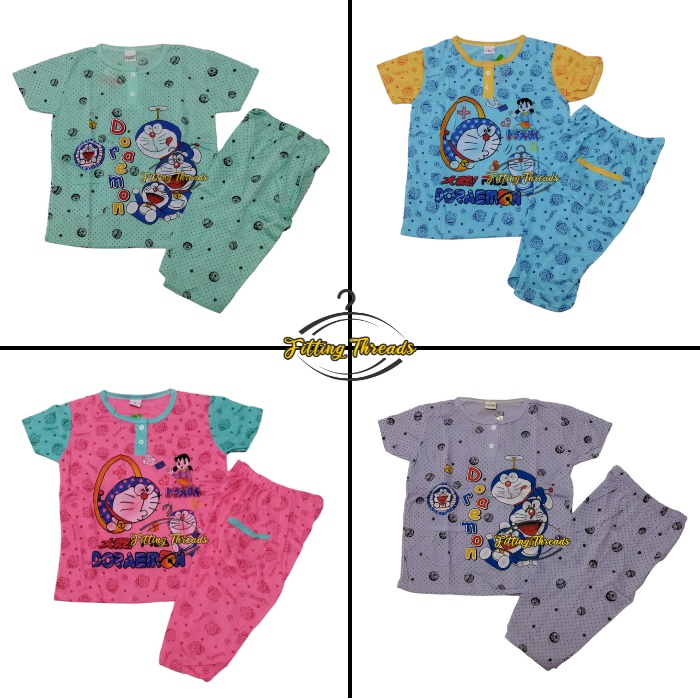 Setelan Baju Tidur Lengan Tangan Pendek Celana Pendek 3/4 Anak Perempuan Tanggung / Stelan Baju Tidur Piyama Anak Cewek Tanggung 9 10 11 Tahun