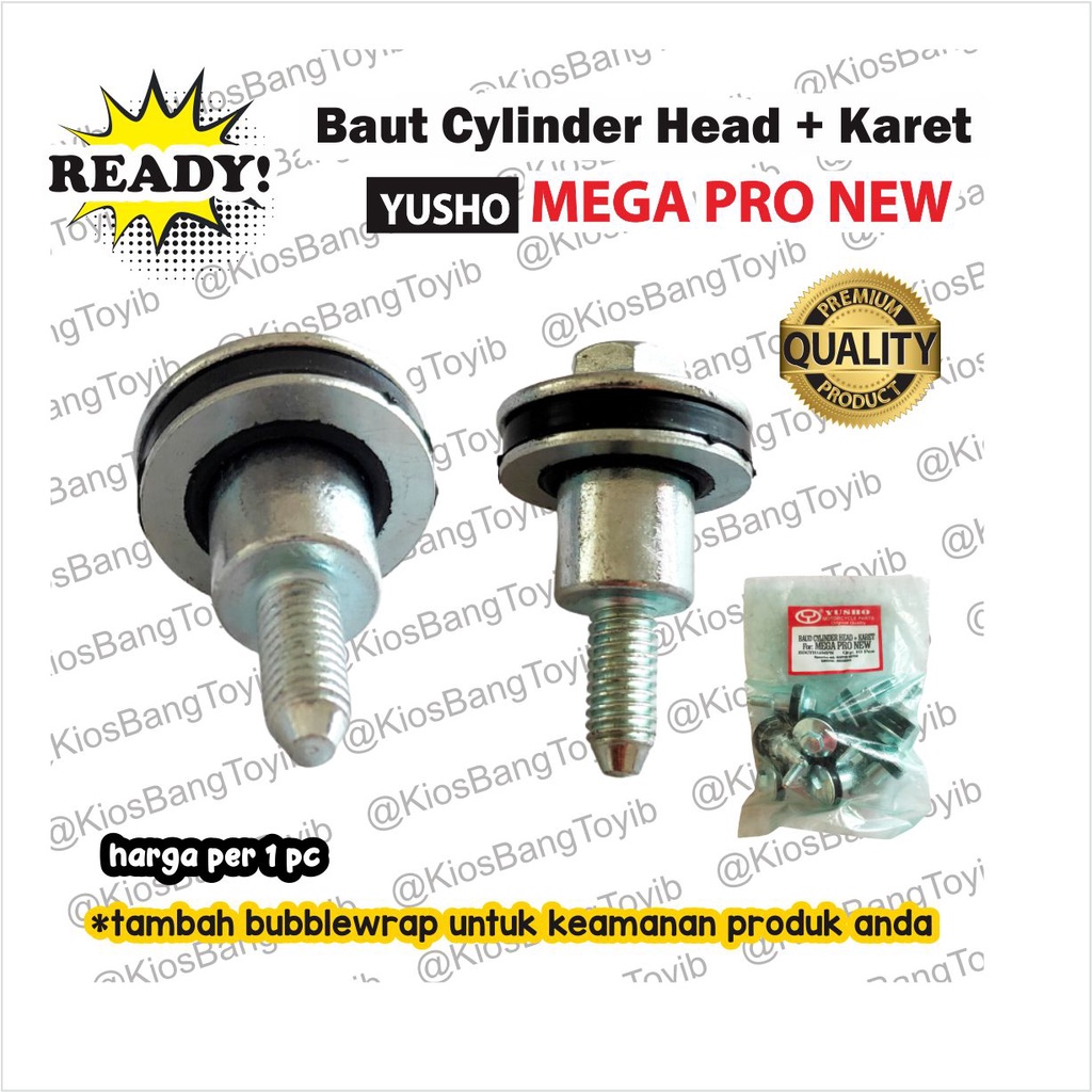 Baut Cylinder Silinder Head + Karet Seal Megapro Mega Pro New (YUSHO)