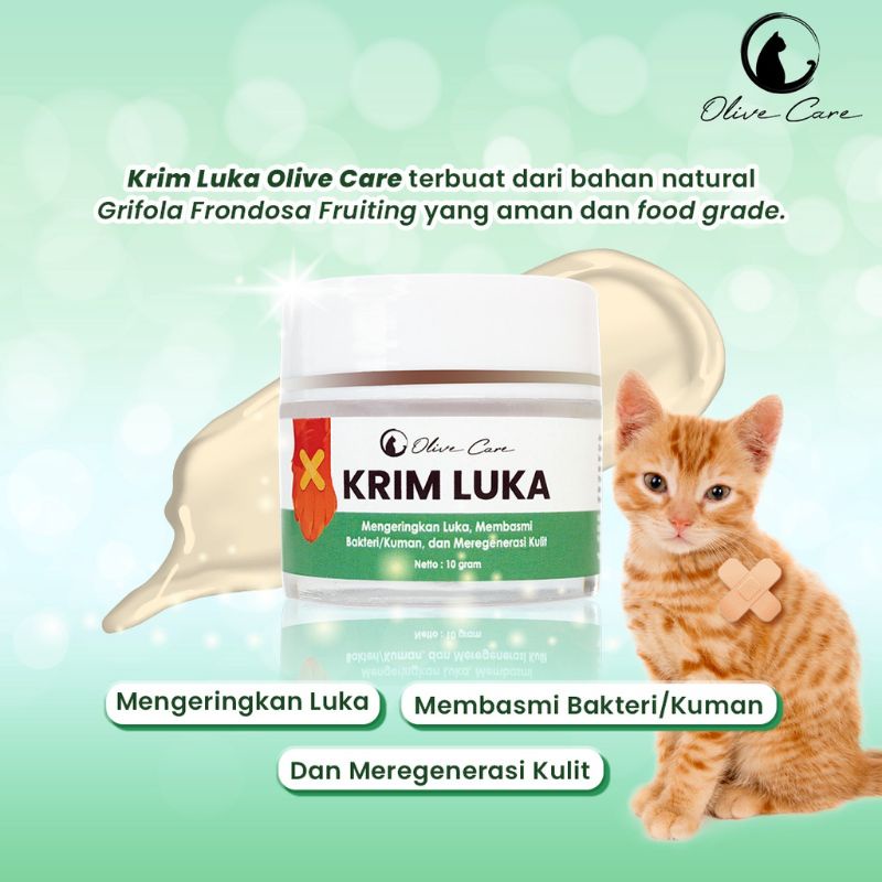 Olive Care Paket Perawatan Luka Kucing Spray Luka dan Krim Luka Cepat Kering