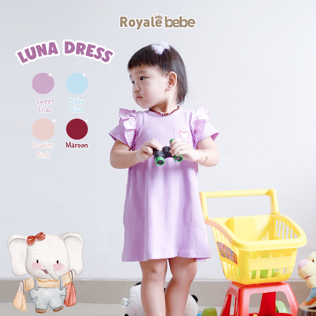 Royale Bebe Luna Dress Pakaian Anak Perempuan 1 - 3 Tahun