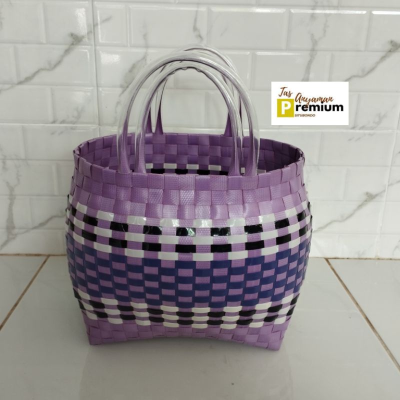 (UK 4 Sarung) Tanggung Oval (23x14x23cm) Tas Anyaman/Tas souvenir/Tas hajatan/Tas Belanja