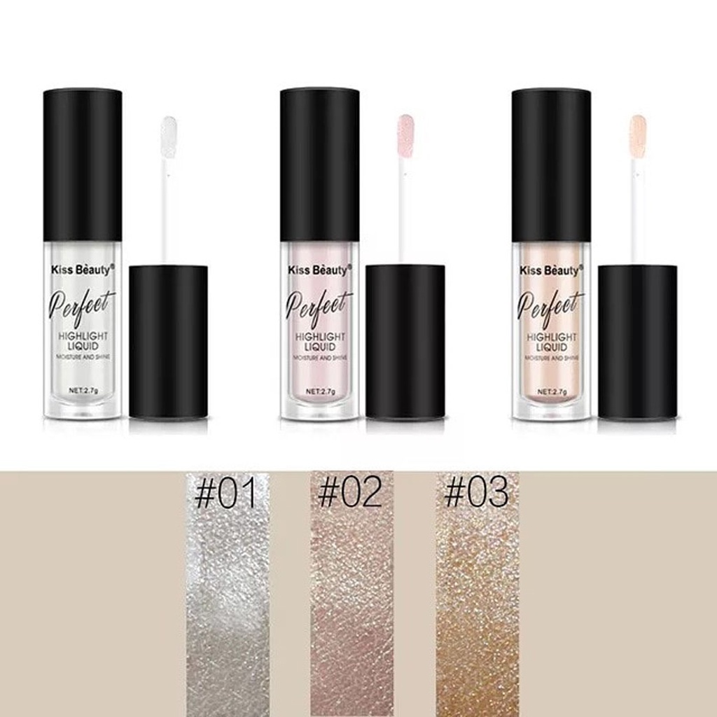 Kiss Beauty Highlighter Liquid Waterproof Original Simmer Bronzer Highlighter Cair Mencerahkan Wajah (COD)