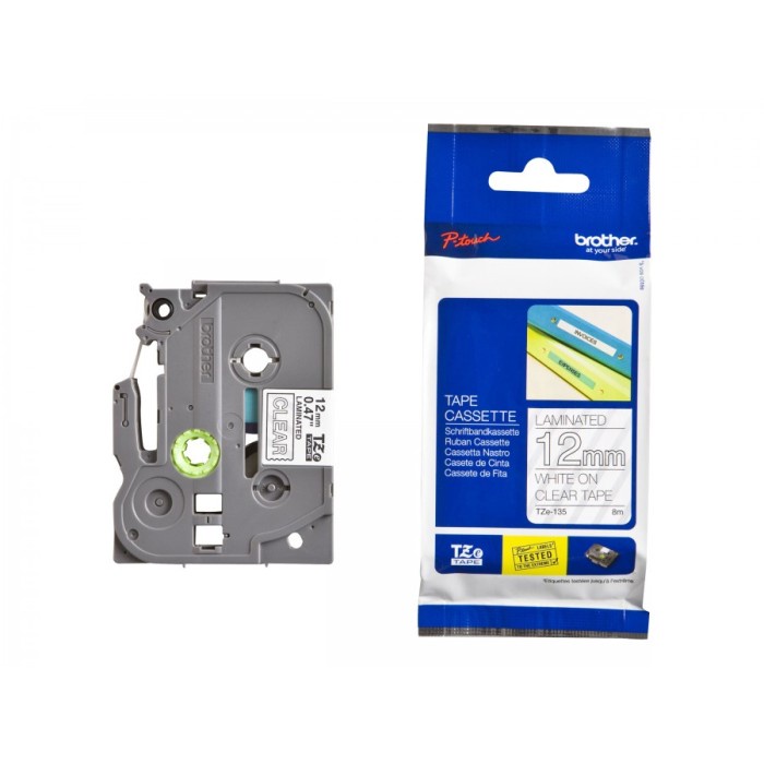 Barcode Brother Label Tape Tze-135 White On Clear 12Mm / Catridge Tze135