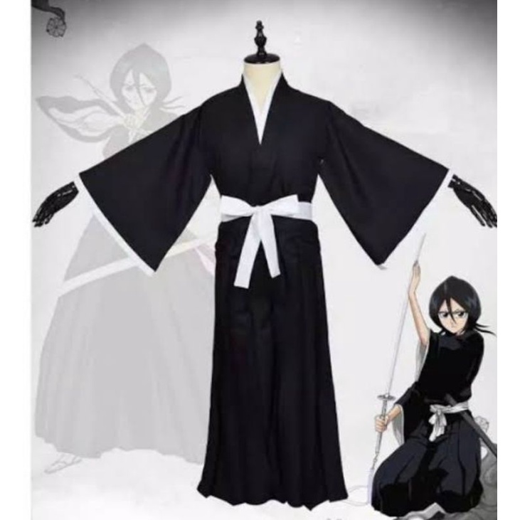 Costum kimono hakama bleach black ichigo kurosaki costum jepang tradisional pria/wanita