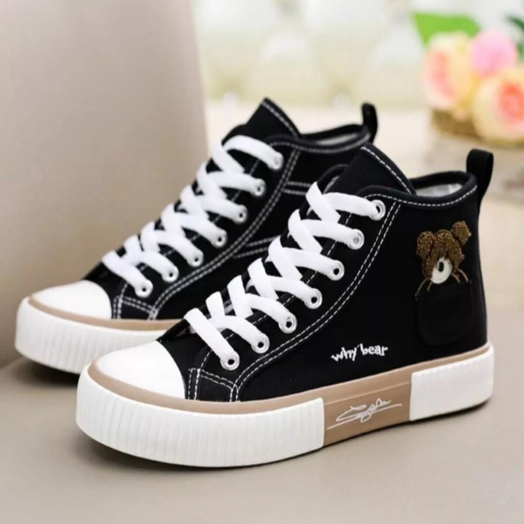 Sepatu Wanita Sneakers Semi Boots fashion kanvas BIER New COD