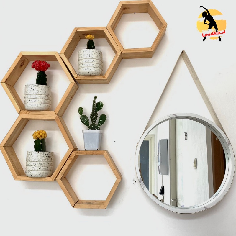 Cermin Aesthetic Estetik Kaca Bulat Bulet Bundar Gantung Dinding Motif Kayu Perlengkapan Dekorasi Rumah Penghias Hiasan Dinding Rumah Kamar Tidur Toilet WC Wastafel Mandi Gantung Hanging Mirror Miror Wall Pinterest Tali Vintage Frame Bingkai Tebal