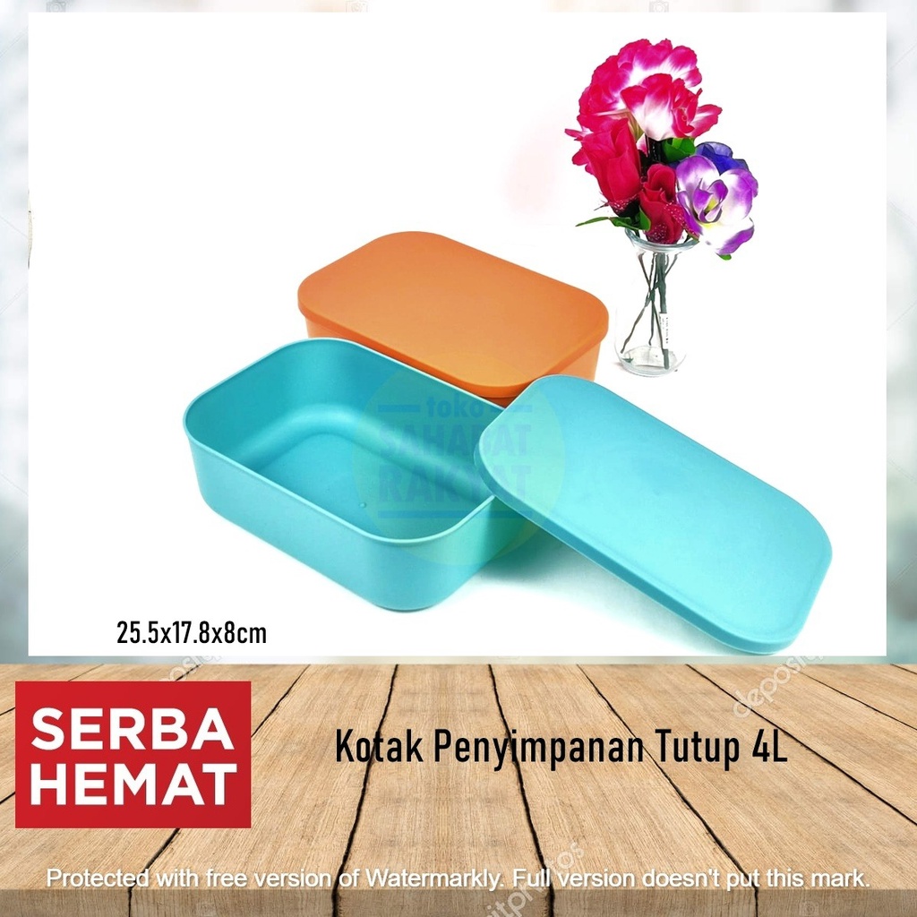 Kotak Penyimpanan Tutup/Storage Box Multifungsi 4L