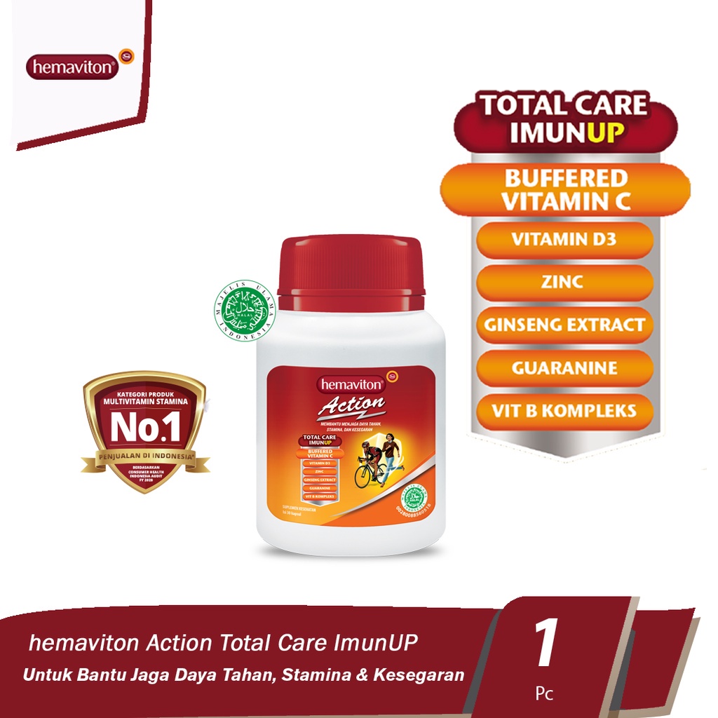 Hemaviton Action Total Care ImunUp Botol isi 30 Kapsul