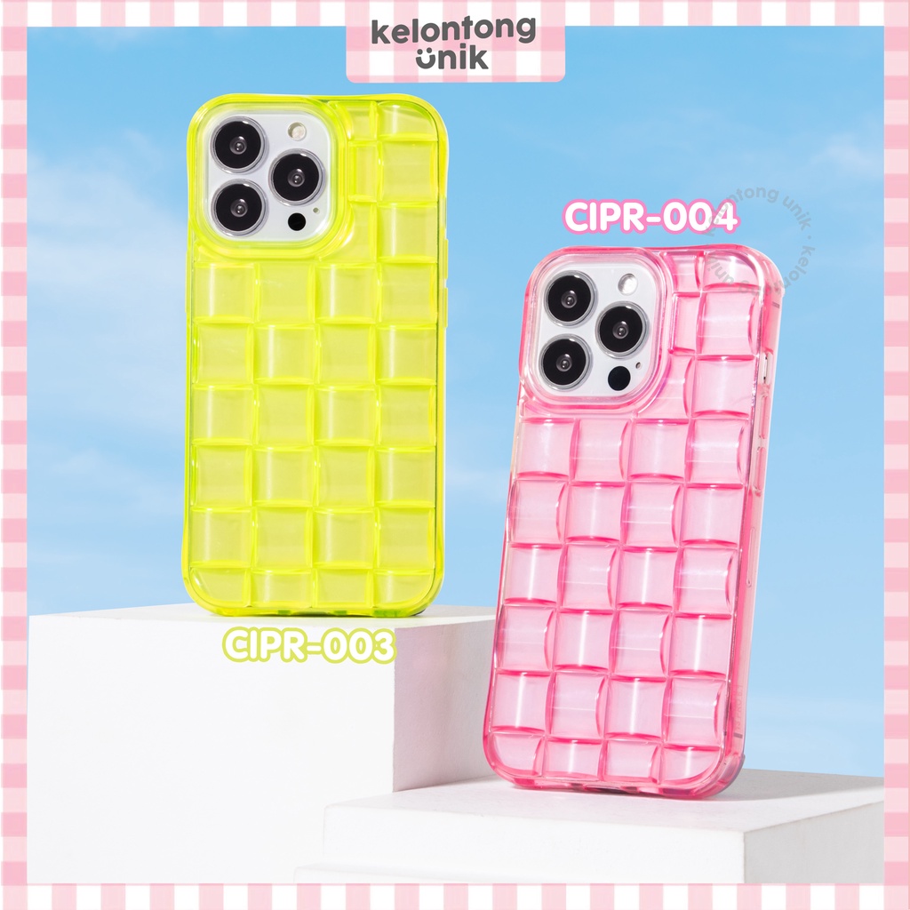 (Seri 2) For iPhone - Waffle Clear Case/ Puffy Grid Case