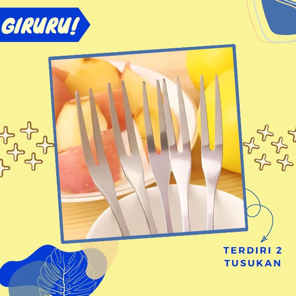 Garpu buah stainless / garpu kecil mini buah kue stainless / Tusukan Stainless Steel Fruit