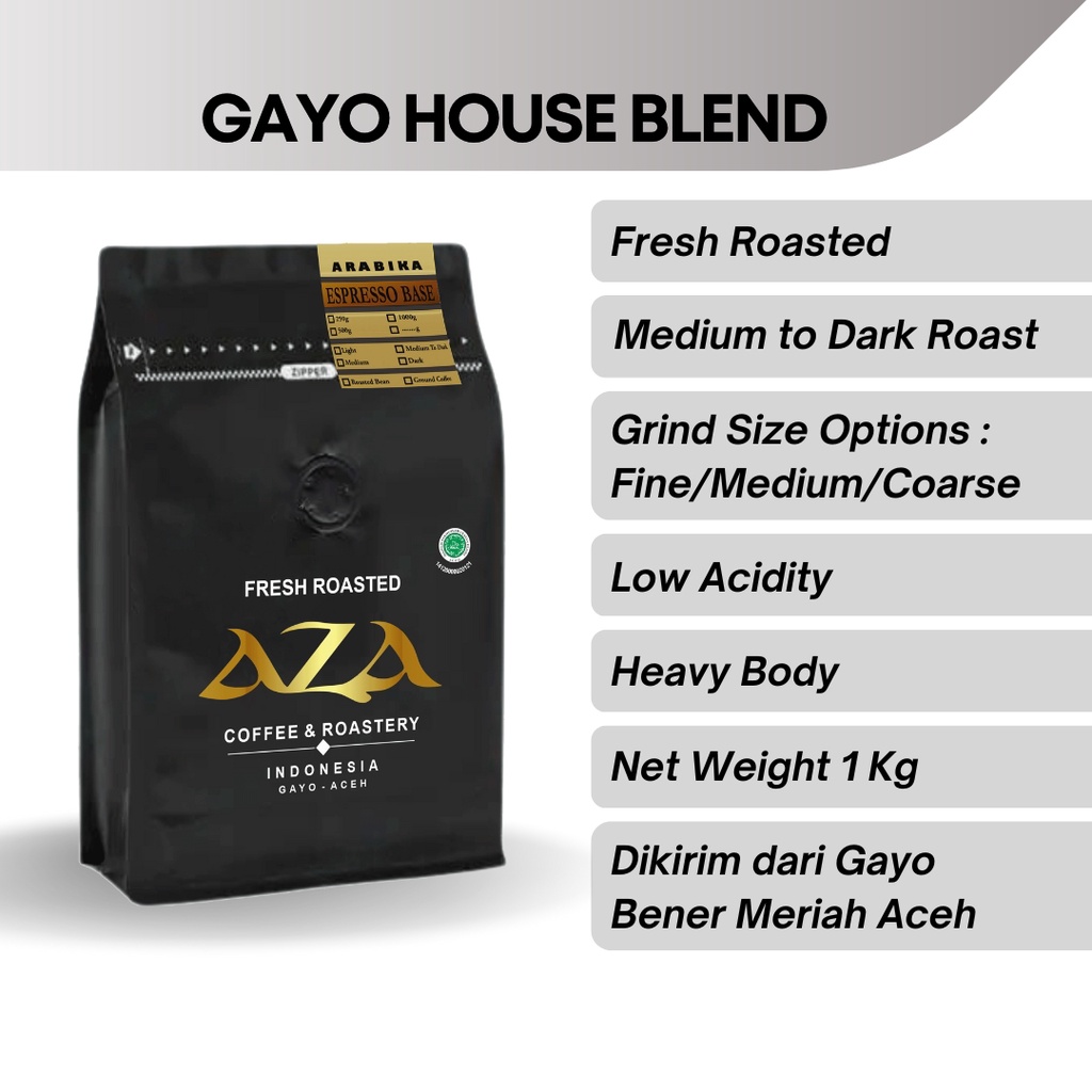 

Aza Coffee Kopi Susu Espresso House Blend Arabika Robusta 1 Kg Single Origin Coffe Powder Bubuk Biji Roasted Beans