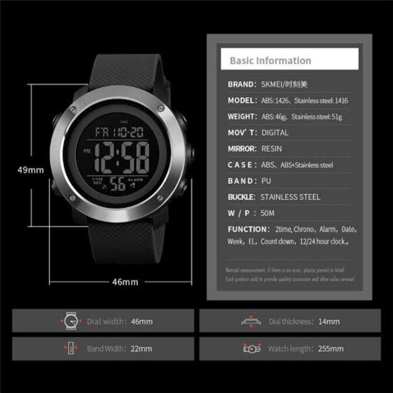 Skmei 1426 Jam Tangan digital Dual Time Anti air