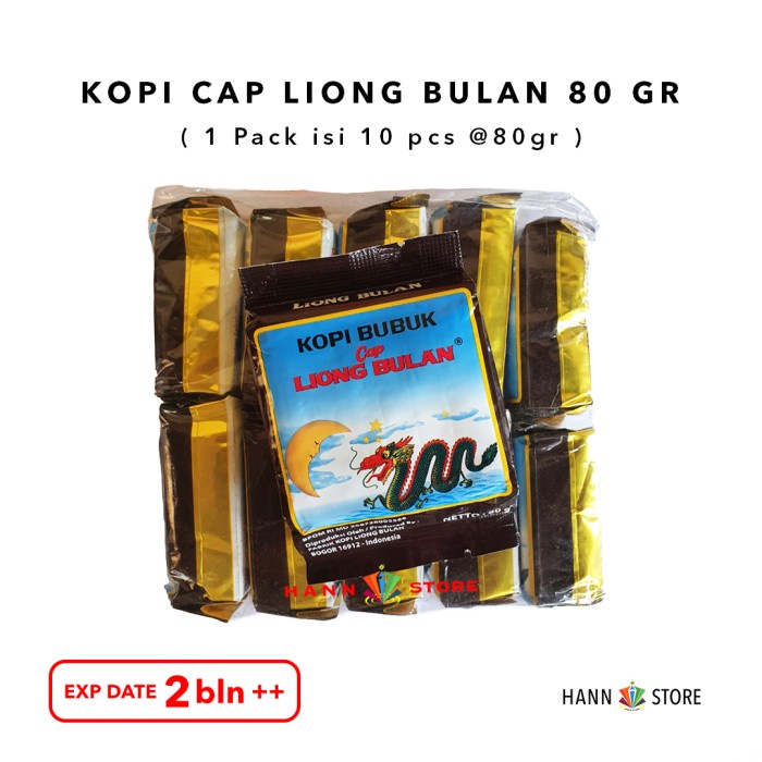 

KOPI LIONG BULAN 80GR. KOPI TANPA GULA. [ 1 PAK ISI 10SCHT @80GR ]