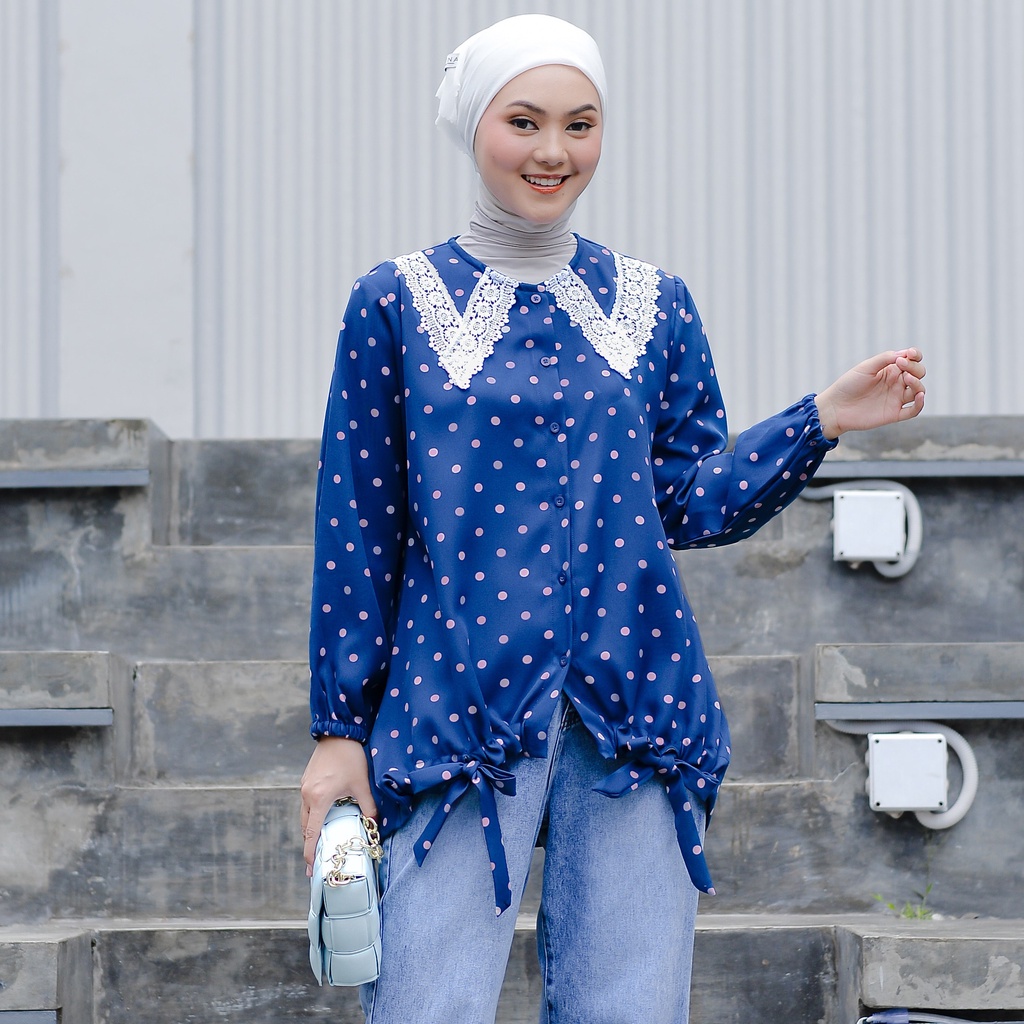 NUNA Hira Top | kemeja blouse atasan wanita motif busui