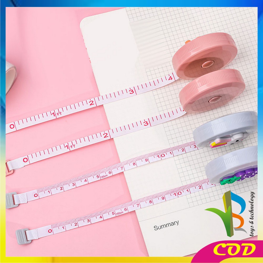 RB-C642 Meteran Gulung Mini Karakter Lucu 150CM Praktis Portabel / Meteran Baju Motif Doubel Side Pocket Ruler Tailoring Tape