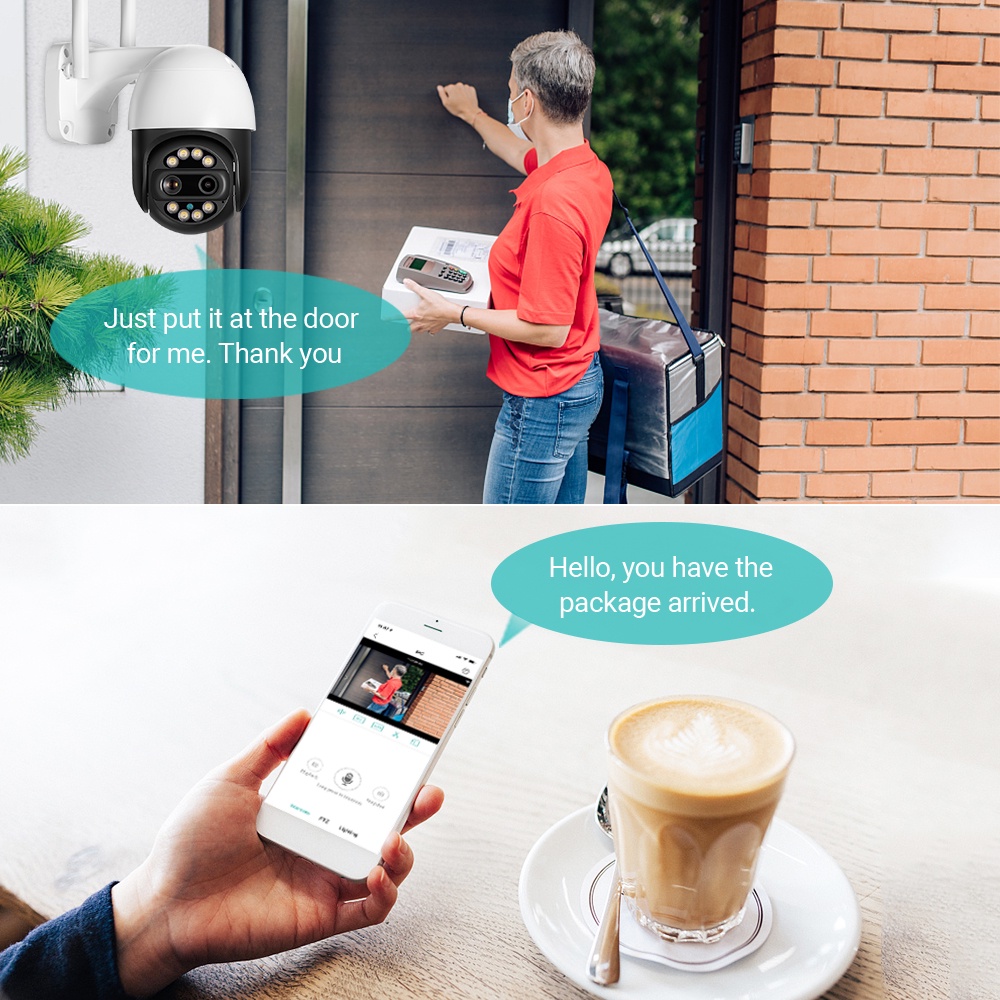 Hamrol New 4K 8MP Dual Lens 8X Hybrid Zoom PTZ Wifi IP Camera Outdoor AI Human Detection Audio CCTV Security Camera