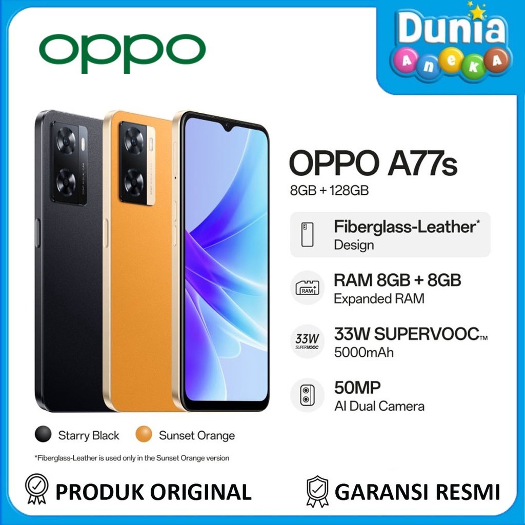 OPPO A77s 8/128GB SMARTPHONE - GARANSI RESMI OPPO INDONESIA