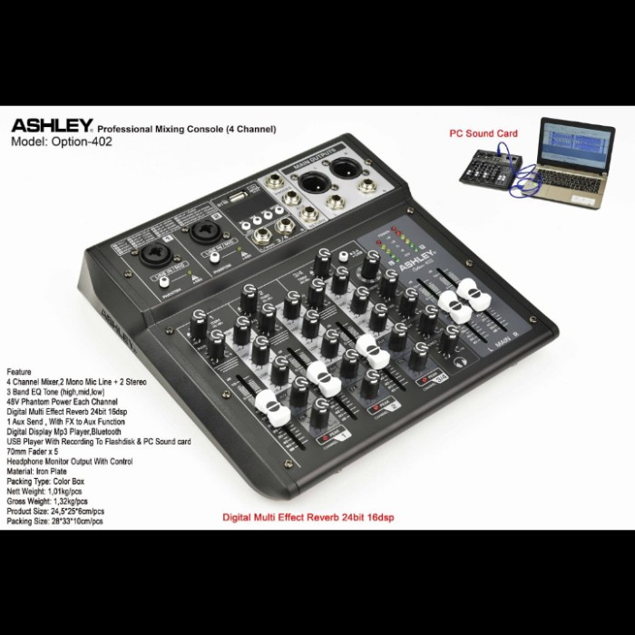Soundsystem Mixer Ashley Option 402 Option402 4 Channel Original