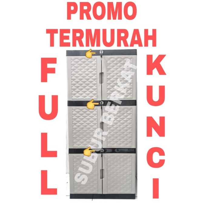 

KHUSUS JNE JTR Lemari Plastik Lemari Pakaian DIAMOND 3 SUSUN KUNCI stock ready