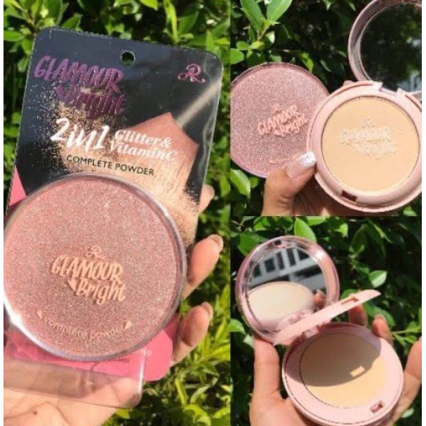 [TERMURAH] ARON Glamour Bright Complete Powder 2 in 1 Glitter &amp; Vitamin C &amp; SPF PA 30+++| | Browit.id