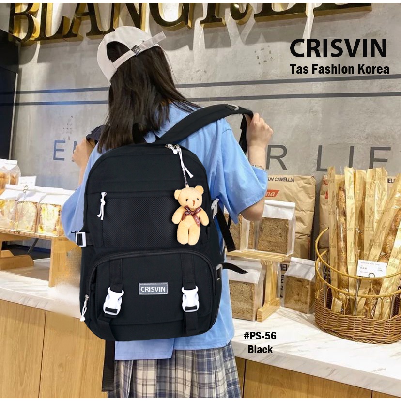 CRISVIN Tas Korea Import Ransel Remaja Kuliah Wanita dan Pria Tas Sekolah SD-SMP Backpack Fashion Korea Import #PS-53