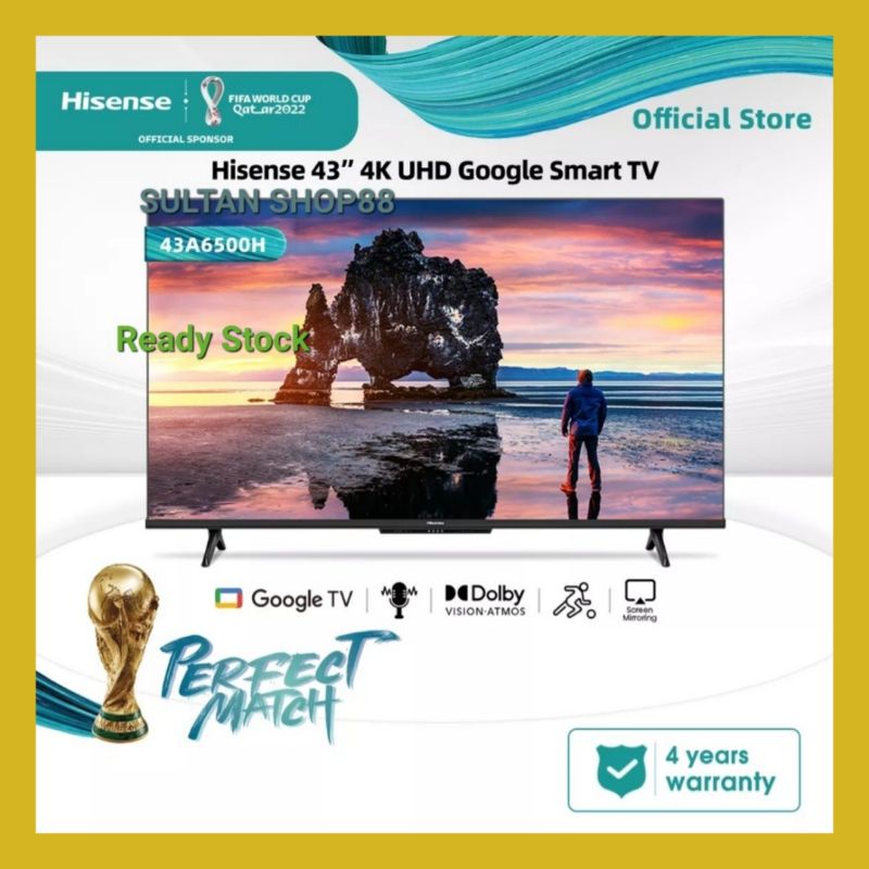 HISENSE LED GOOGLE TV 43A6500H 4K UHD 43 INCH DIGITAL TV I 43A6500H HISENSE GOOGLE TV